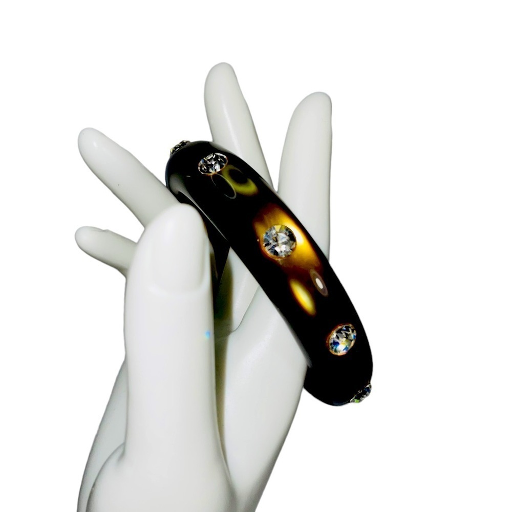 Roberta Chiarella Rhinestone Iridescent Bangle caramel color Bracelet Signed